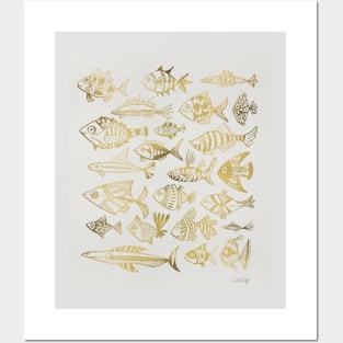 fish inkings gold Posters and Art
